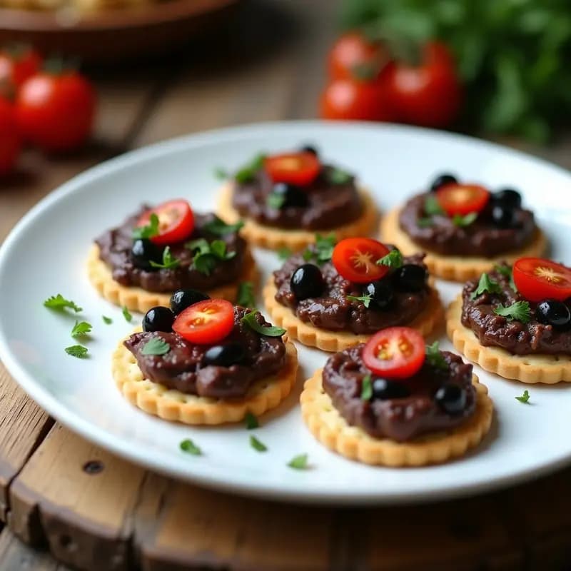 Tartaleta de Aceituna Kalamata y Tapade de Berenjena: Aperitivo Griego Sin Horno