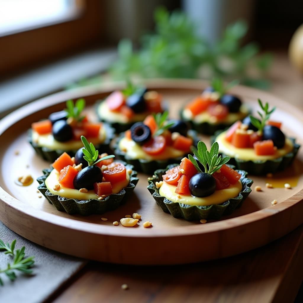 Tartaleta de Aceitunas Kalamata y Queso de Anacardos con Base de Algas: Receta Griega Vegana