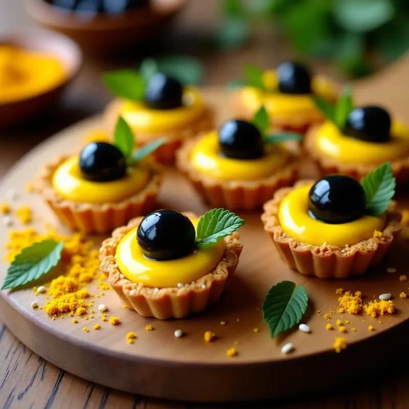 Tartaleta de Aceitunas Negras y Queso de Cúrcuma: Aperitivo Iraní Sin Gluten
