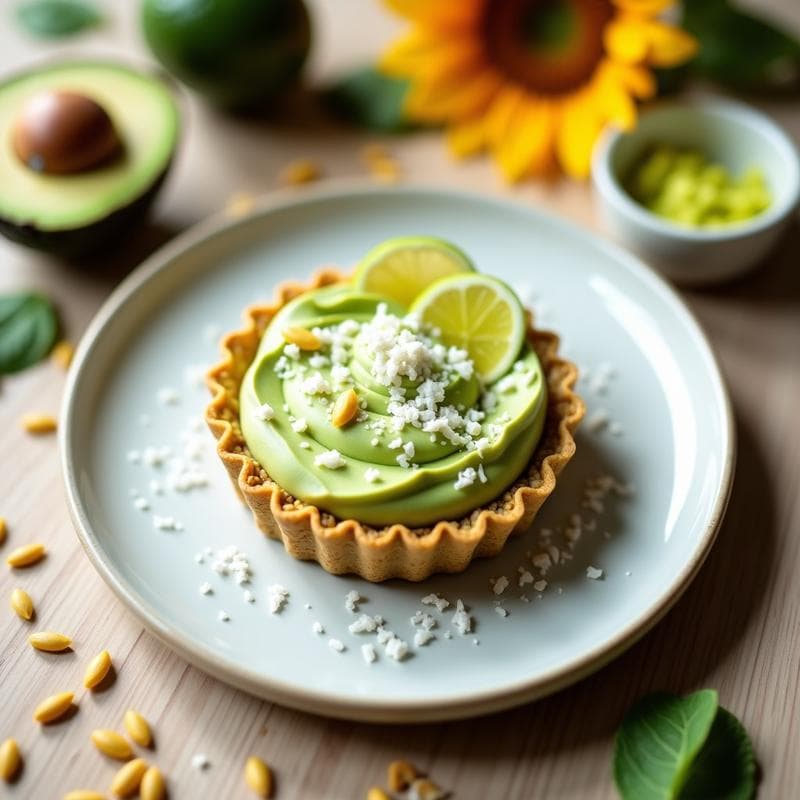 Tartaleta Crudivegana de Aguacate y Lima con Base de Semillas de Girasol