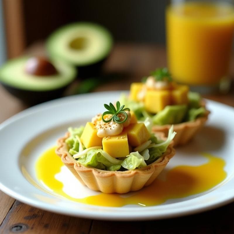 Tartaleta de Aguacate y Surimi con Salsa de Mango y Lima: Entrante Fusion en 20 Minutos