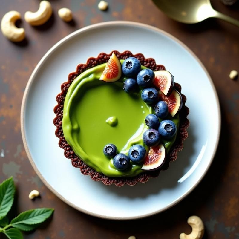 Tartaleta de Alga Espirulina y Queso de Anacardos: Postre Vegano Alto en Proteína y Omega-3