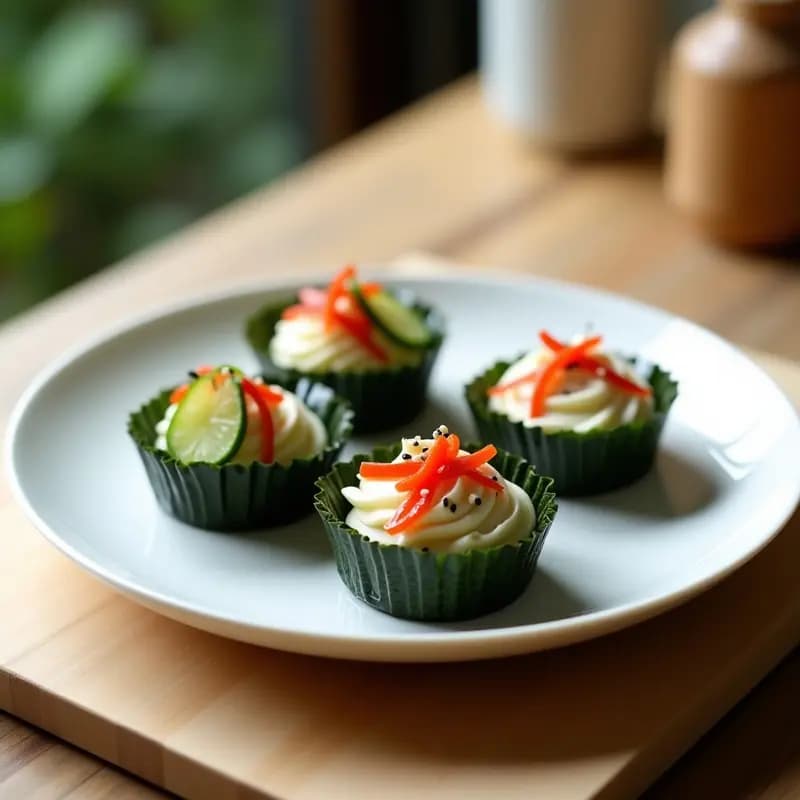 Tartaleta de Alga Nori y Queso Cream Cheese Vegano: Receta Japonesa Sin Horno en 15 Minutos
