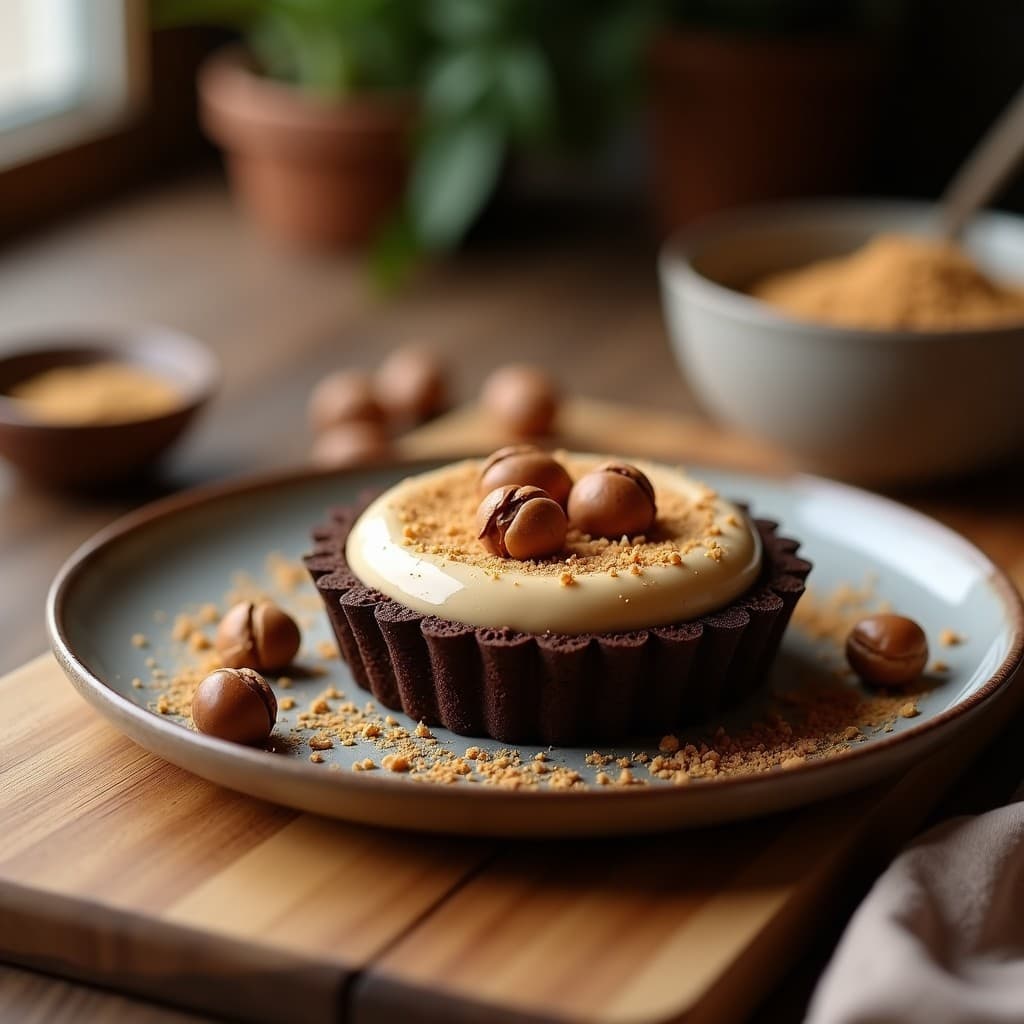 Tartaleta de Algarroba y Avellanas: Postre Español Keto Sin Azúcar y Sin Horno