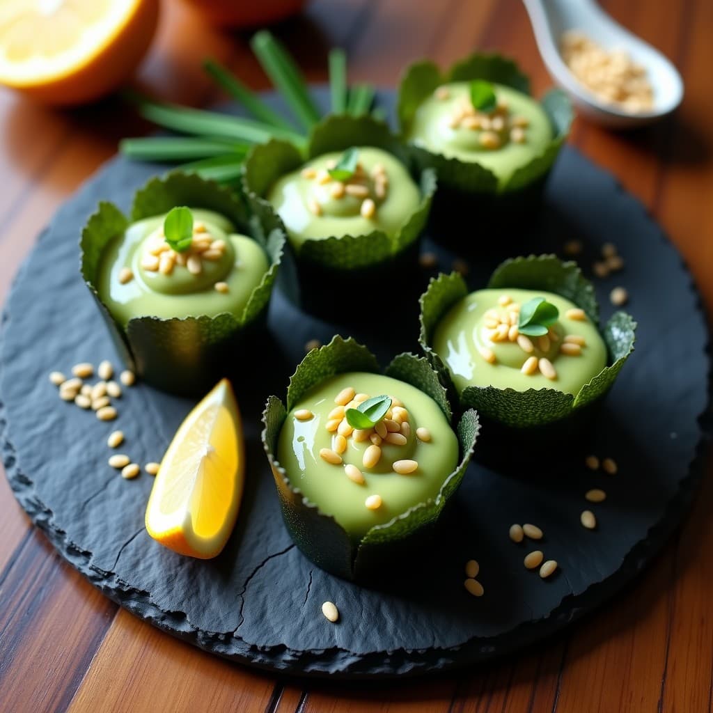 Tartaleta de Algas Nori y Crema de Aguacate con Toque de Yuzu: Receta Japonesa Keto en 15 Minutos