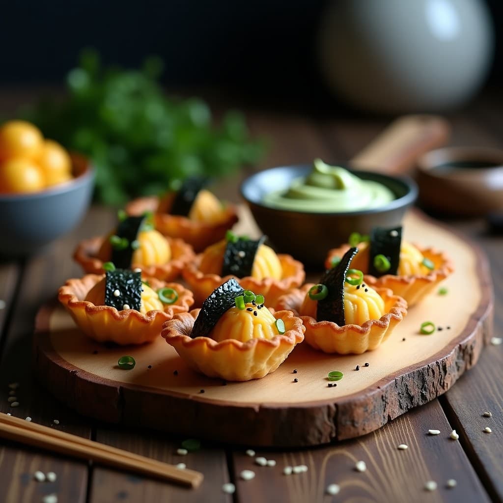 Tartaleta de Algas Nori y Garbanzos con Dip de Wasabi: Receta Japonesa Vegana y Crujiente