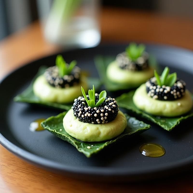 Tartaleta de Algas Nori con Hummus de Edamame y Caviar de Sésamo: Entrante Japón-Keto en 15 Minutos