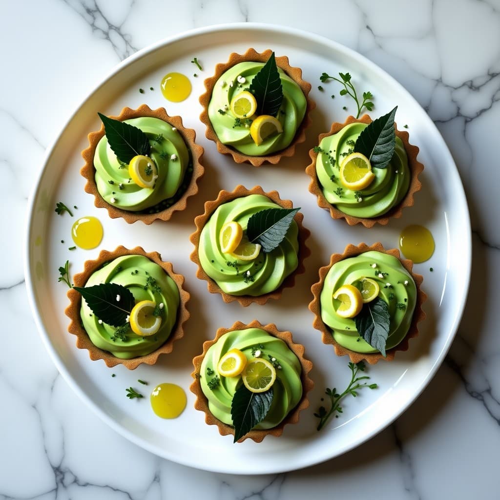 Tartaleta de Algas Spirulina y Crema de Aguacate con Limón: Postre Salado Vegano y Crudivegano