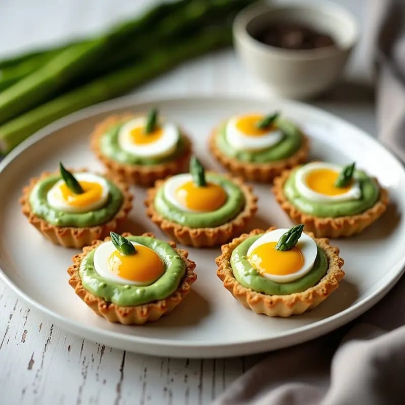 Tartaleta de Masa de Almendra con Crema de Espárragos y Huevos de Codorniz: Receta Greta Sin Gluten