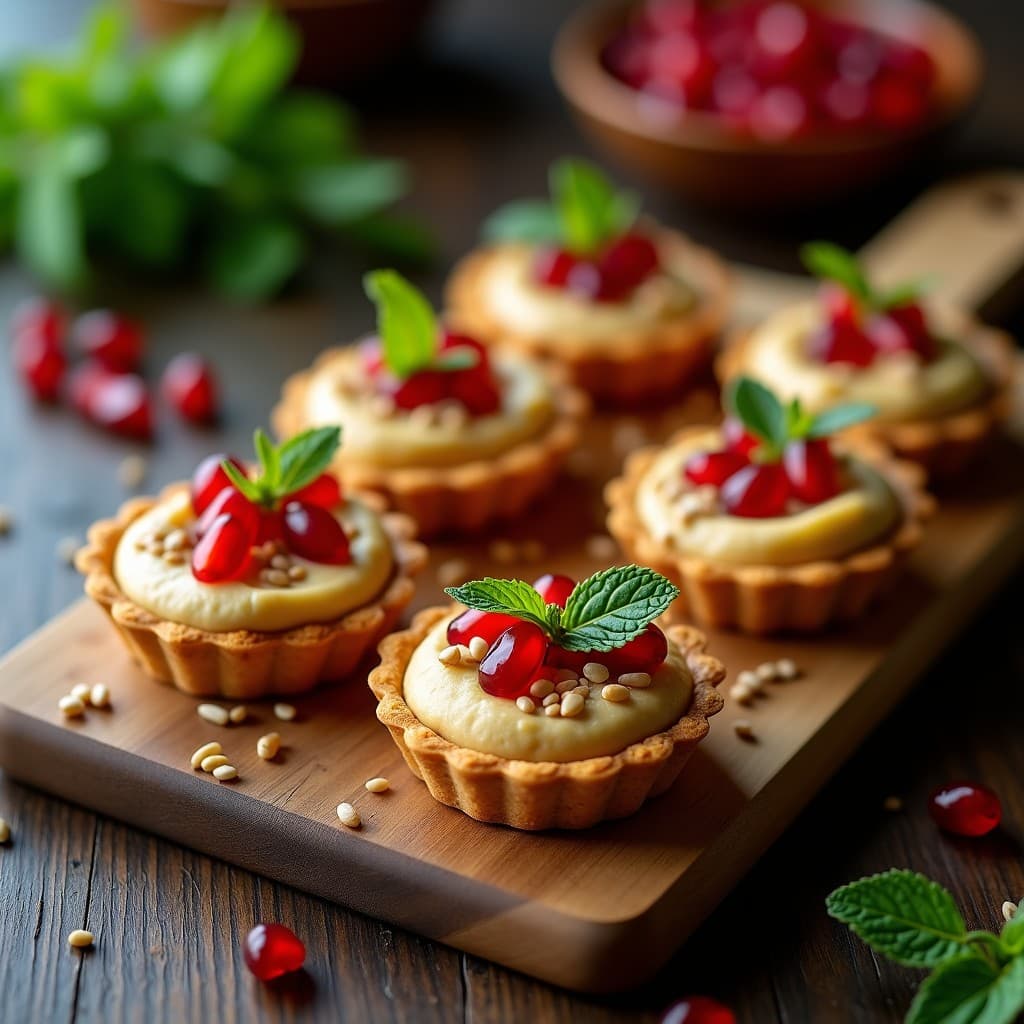 Tartaleta de Base de Almendra con Relleno de Hummus y Granada: Entrante Vegano Crujiente