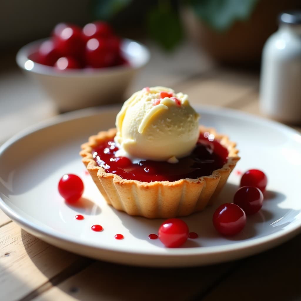 Tartaleta de Almendra y Mermelada de Arándanos con Helado de Kéfir: Postre Sin Gluten Probiótico