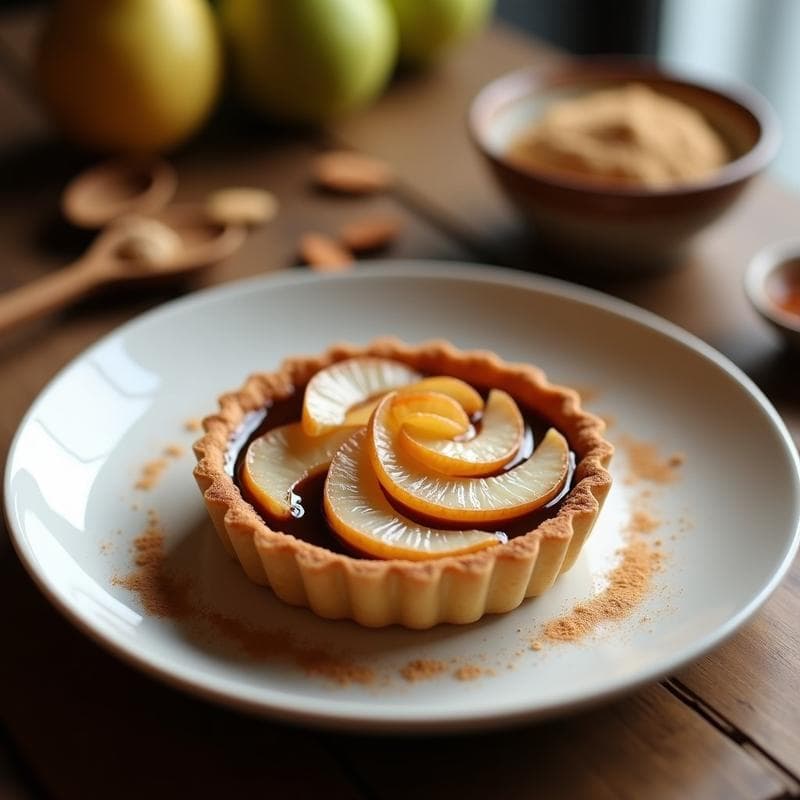 Tartaleta de Almendra y Pera con Caramelo de Dátiles: Postre Sin Azúcar Refinado