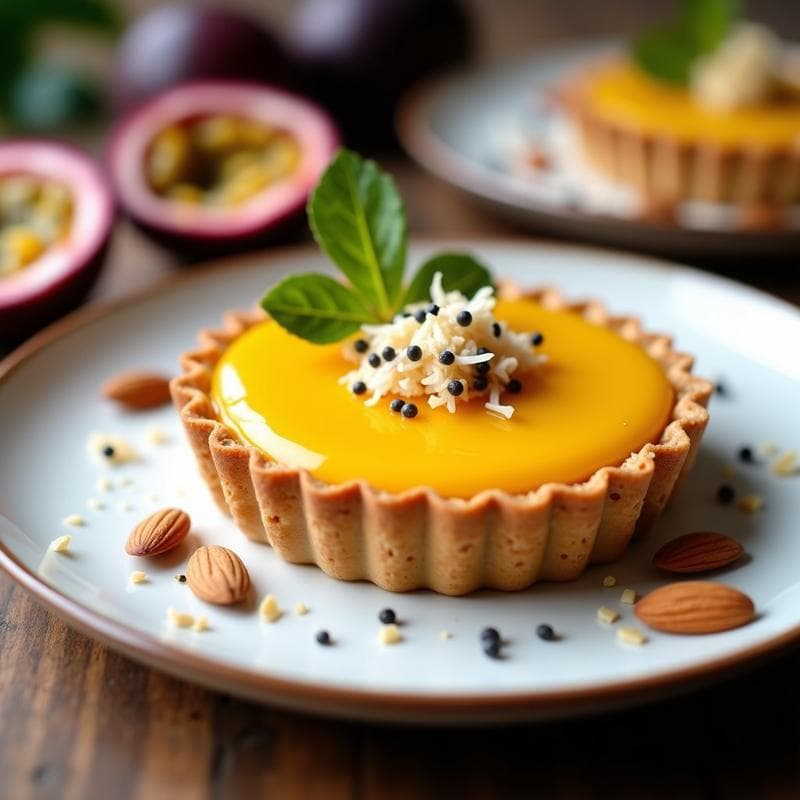 Tartaleta de Almendra y Puré de Maracuyá: Postre Sin Horno y Sin Azúcar