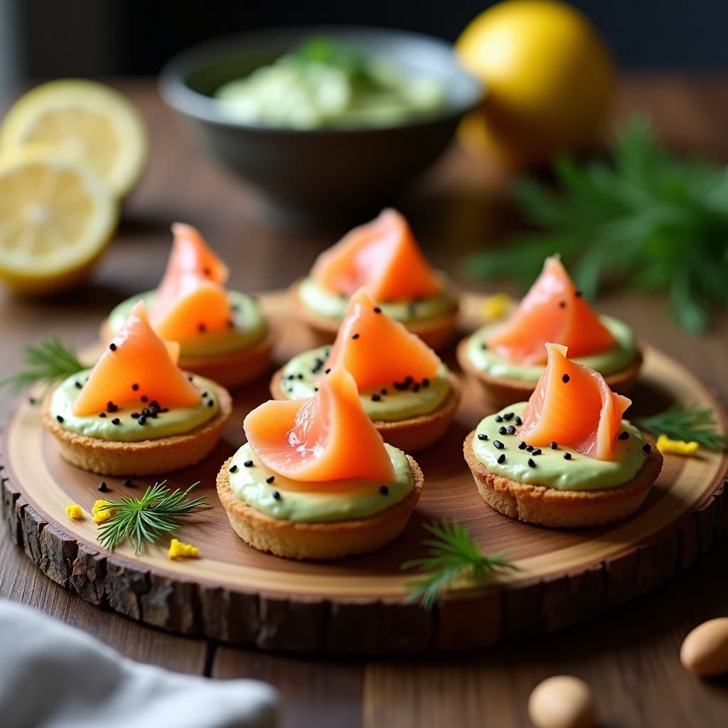 Tartaleta de Base de Almendras con Crema de Wasabi y Salmón Gravlax: Aperitivo Escandinavo Sin Gluten