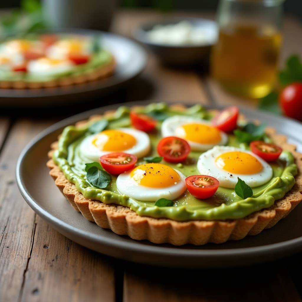 Tartaleta de Base de Avena con Crema de Aguacate y Huevos de Codorniz: Desayuno Keto Sin Harina