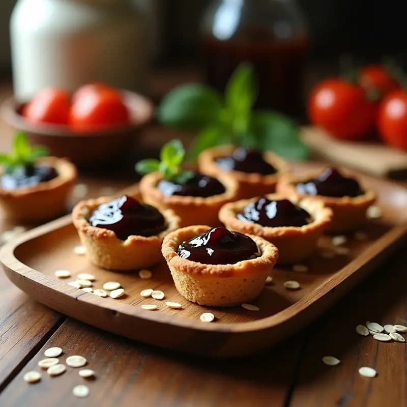 Tartaleta de Base de Avena y Mermelada de Tomate Negro: Postre Sin Azúcar y Sin Gluten