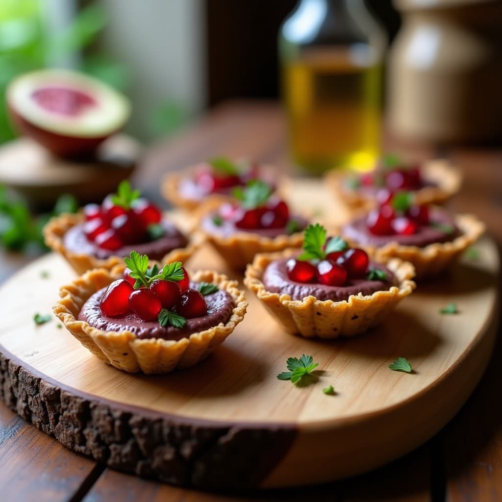 Tartaleta de Baba Ganoush y Granos de Granada: Aperitivo Libanés Vegano y Sin Horno