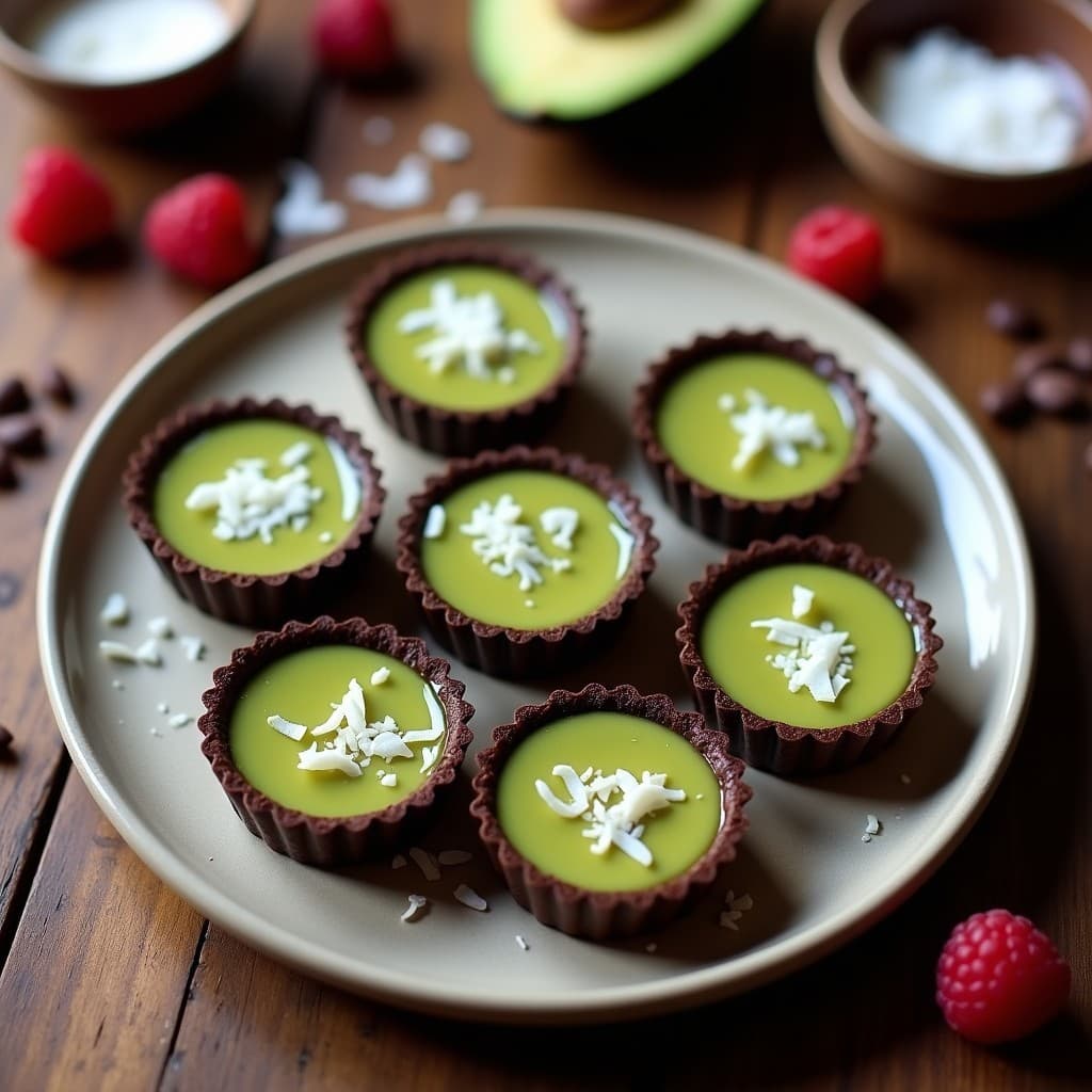 Tartaleta de Base de Cacao con Ganache de Aguacate: Postre Vegano y Sin Horno