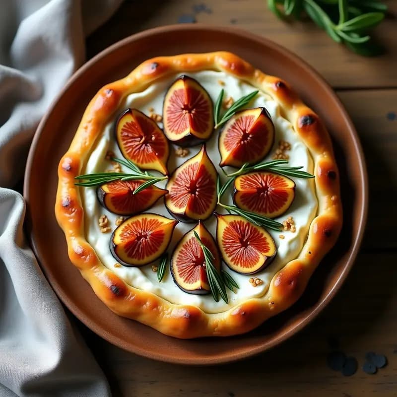 Tartaleta de Base de Pizza con Topping de Ricotta y Higos Asados: Desayuno Italiano Dulce y Salado en Airfryer