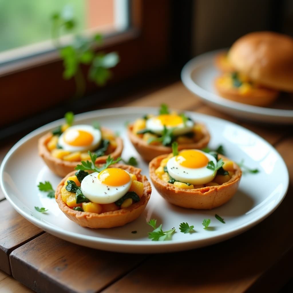 Tartaleta de Batata Amarilla y Espinacas con Huevo de Codorniz: Receta Peruana en Airfryer