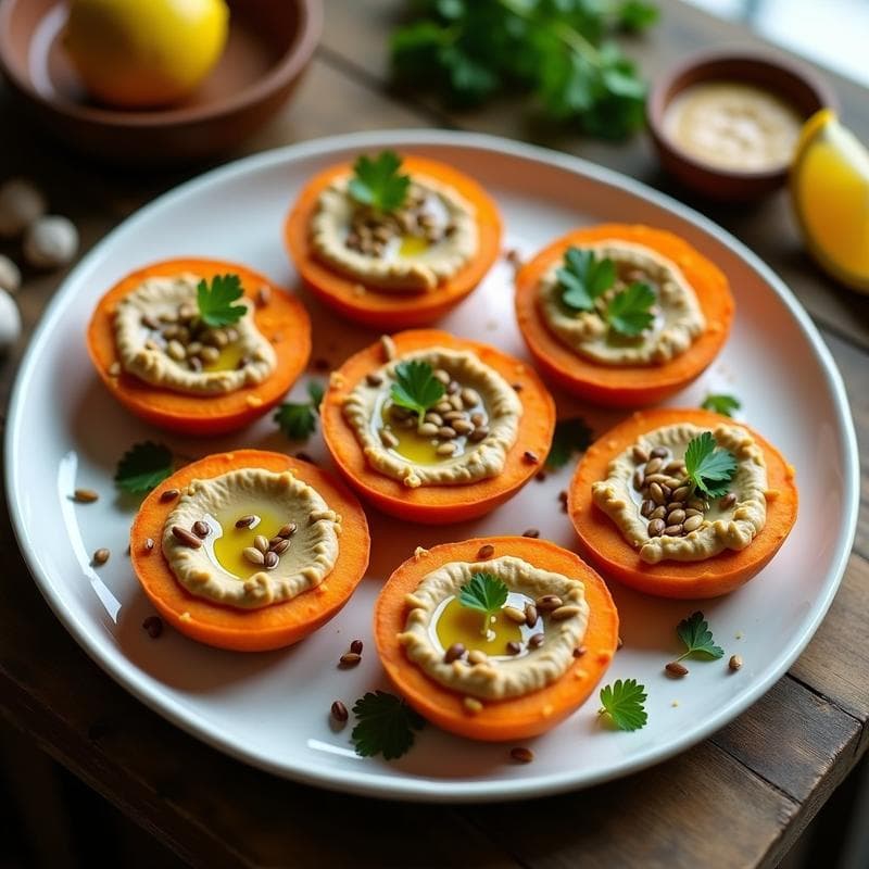 Tartaleta de Batata y Hummus de Lentejas: Aperitivo Vegano Sin Horno con Crujiente de Semillas