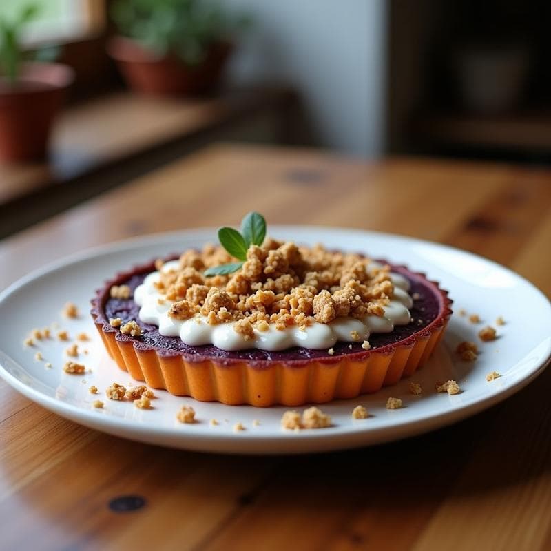 Tartaleta de Batata Morada y Coco con Topping de Granola: Postre Vegano y Crunchy