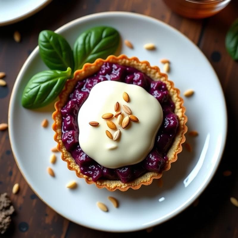 Tartaleta de Batata Morada y Espinacas: Receta Sin Gluten con Béchamel de Anacardos