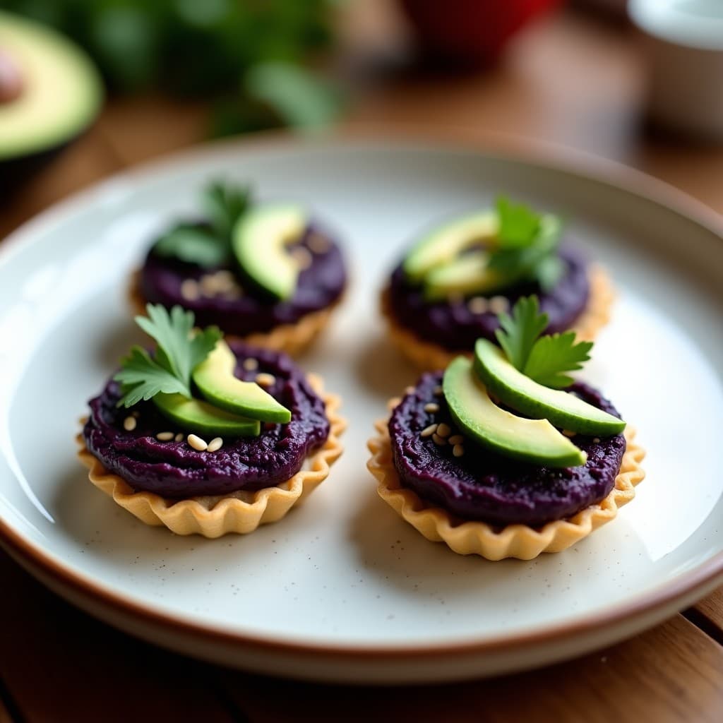 Tartaleta de Batata Morada y Hummus de Garbanzo Negro: Receta Vegana y Sin Horno en 20 Minutos