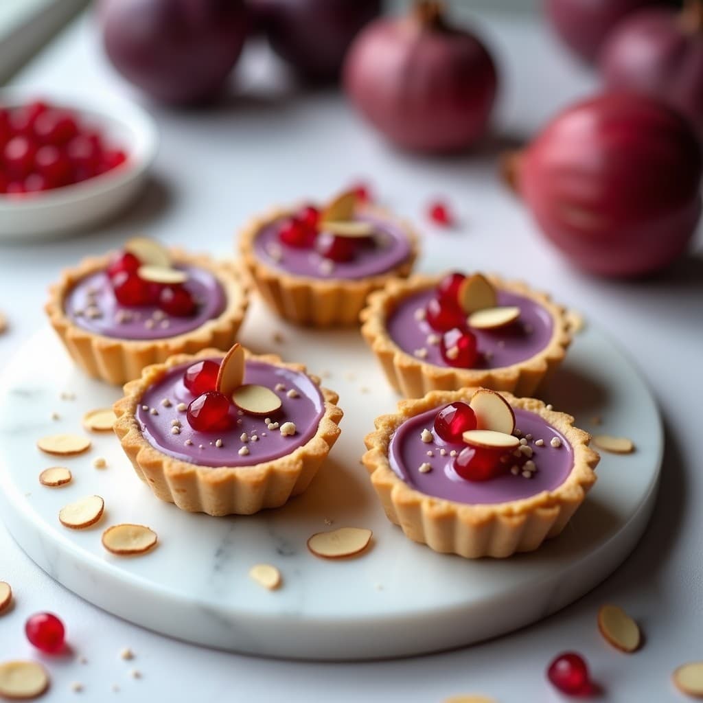 Tartaleta de Batata Morada con Crema de Tahini y Granada: Receta Vegana y Sin Gluten