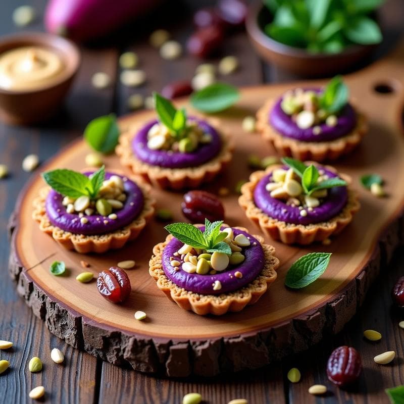 Tartaleta de Batata Morada y Tahini: Receta Vegana Sin Horno con Toque Árabe