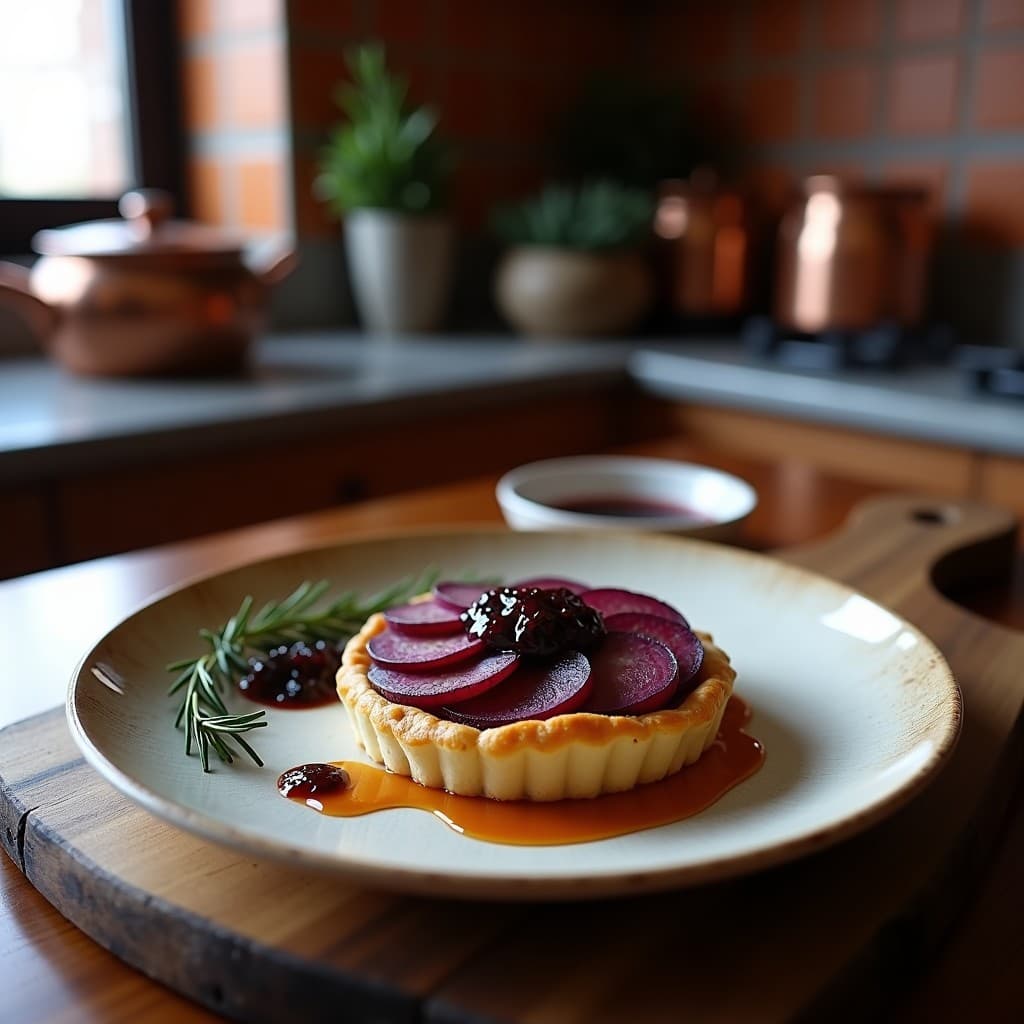 Tartaleta de Batata Morada y Queso de Cabra con Mermelada de Cebolla: Receta Portuguesa Sin Gluten