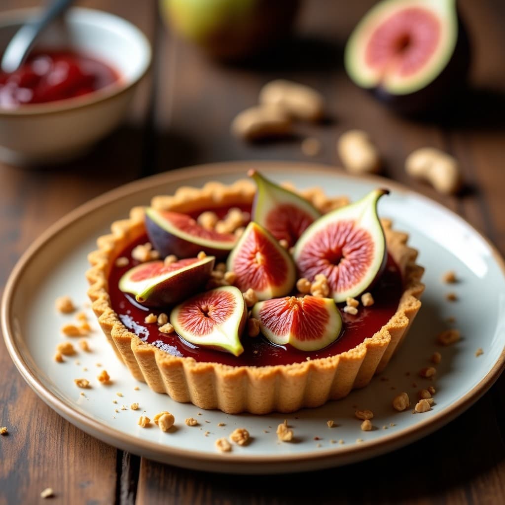 Tartaleta de Base de Cacahuete con Mermelada de Higos: Postre Sin Horno y Sin Gluten