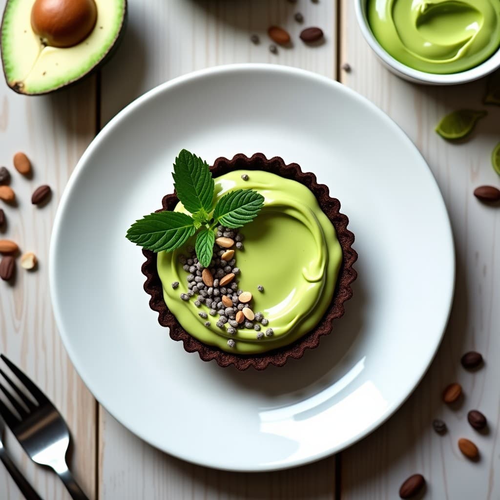 Tartaleta de Base de Cacaos con Crema de Aguacate y Lima: Postre Crudivegano Sin Azúcar