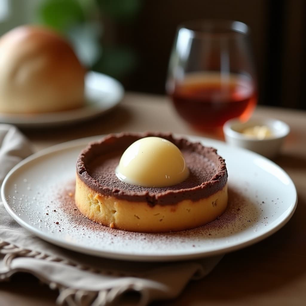 Tartaleta de Cacao y Queso de Castañas con Gelée de Frambuesa: Postre Francés Sin Lactosa