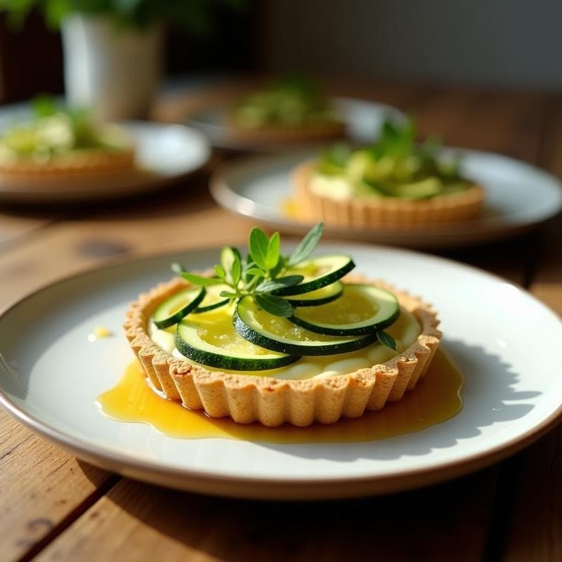 Tartaleta de Calabacín y Queso de Almendras con Miel de Tomillo: Receta Crudivegana Gourmet