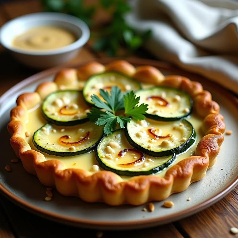 Tartaleta de Calabacín y Queso de Soja con Salsa de Tahini: Receta Vegana en Airfryer
