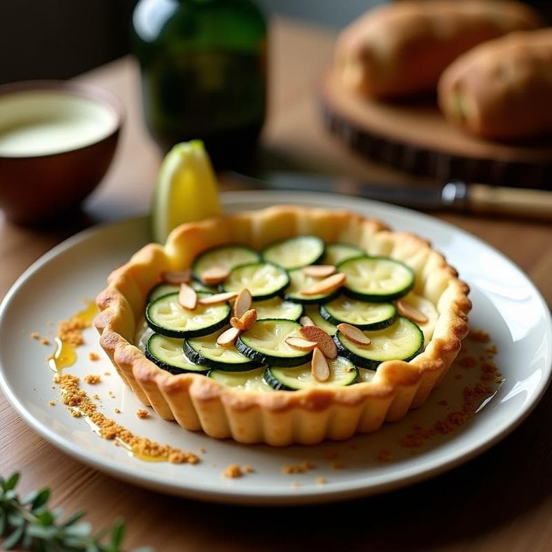 Tartaleta de Calabacín y ricotta Ahumada con Miel de Trufa: Receta Gourmet en Horno