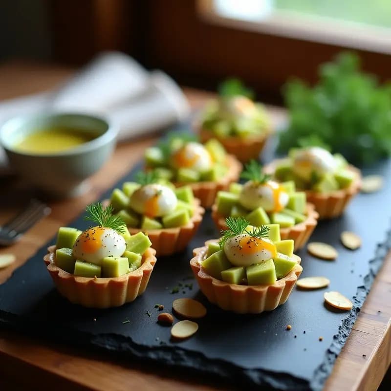 Tartaleta de Cangrejo y Aguacate: Aperitivo Francés con Vinagreta de Limón y Eneldo