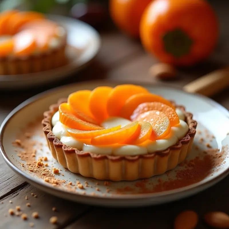 Tartaleta de Caqui y Queso de Almendras: Postre Otoñal Sin Horno y Sin Azúcar