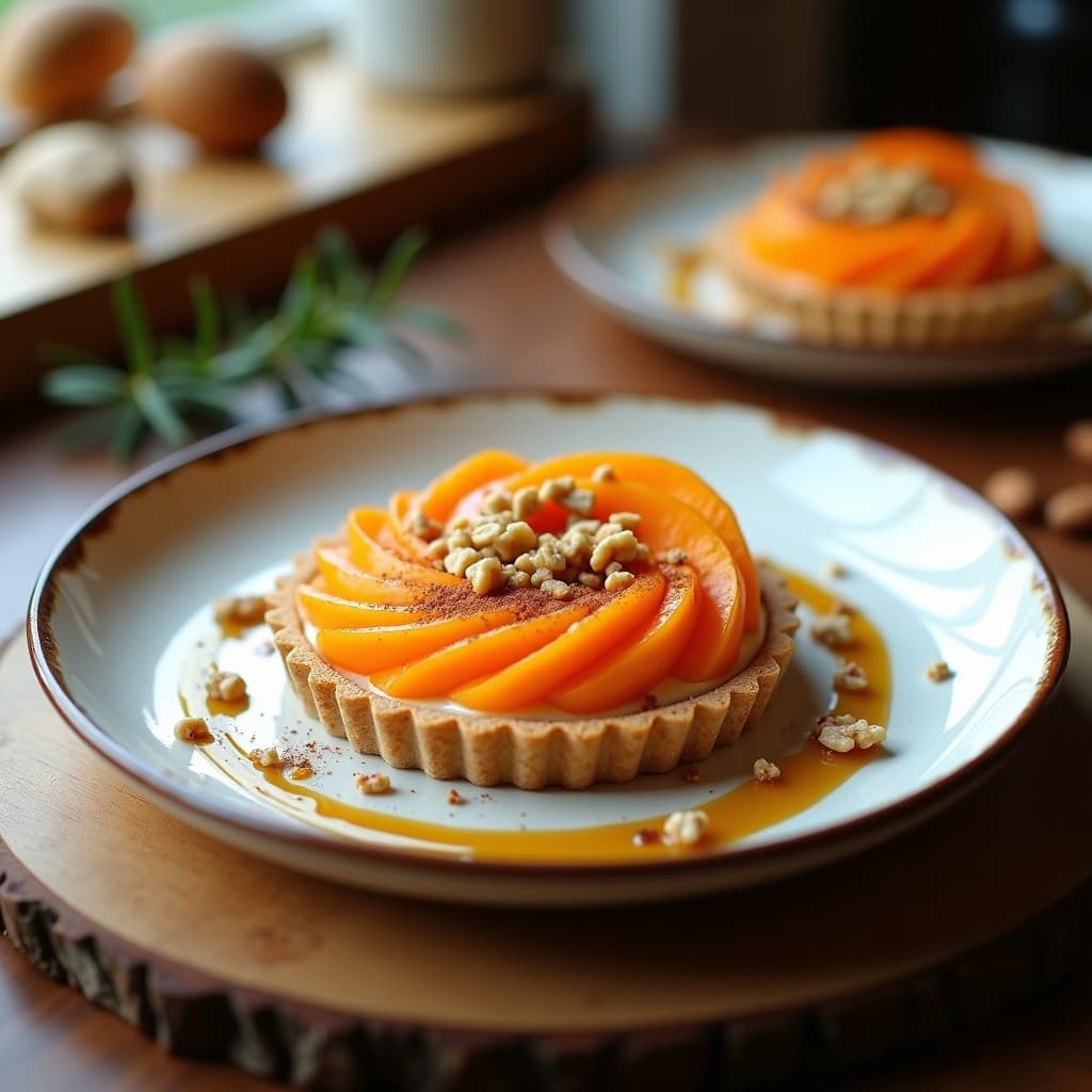 Tartaleta de Base de Caqui y Relleno de Queso de Cabaña: Postre Español Sin Horno