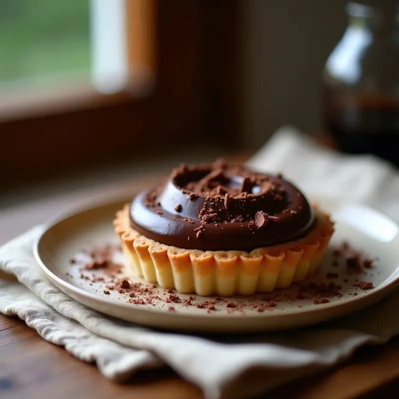 Tartaleta de Base de Castaña y Crema de Chocolate Amargo: Postre Francés Sin Harina