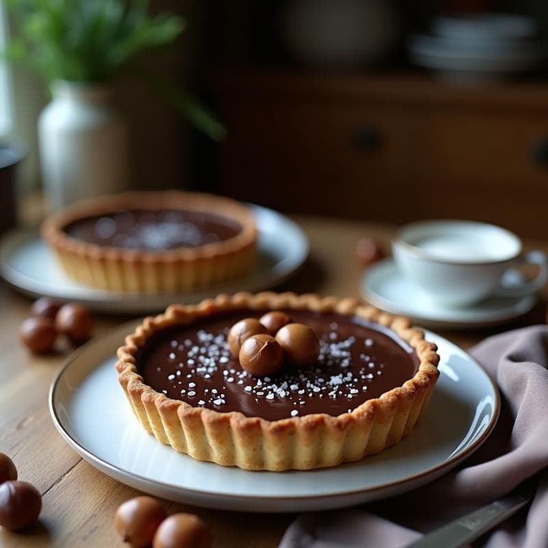 Tartaleta de Castañas y Chocolate Negro con Sal Marina: Postre Sin Gluten y Gourmet