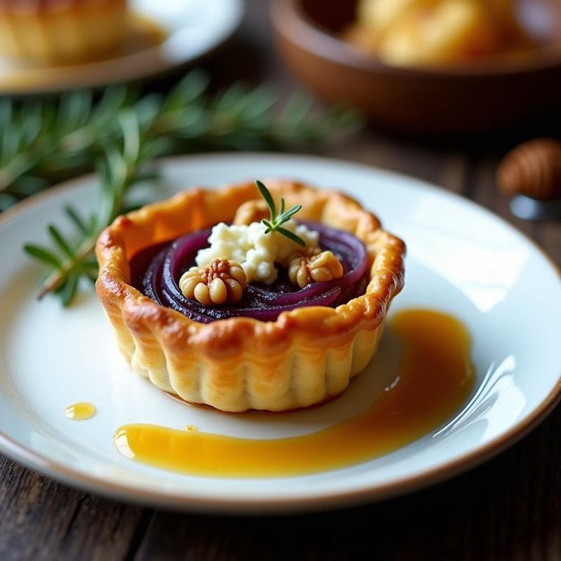 Tartaleta de Cebolla Caramelizada y Cabrales: Receta Gourmet con Nueces en 25 Minutos