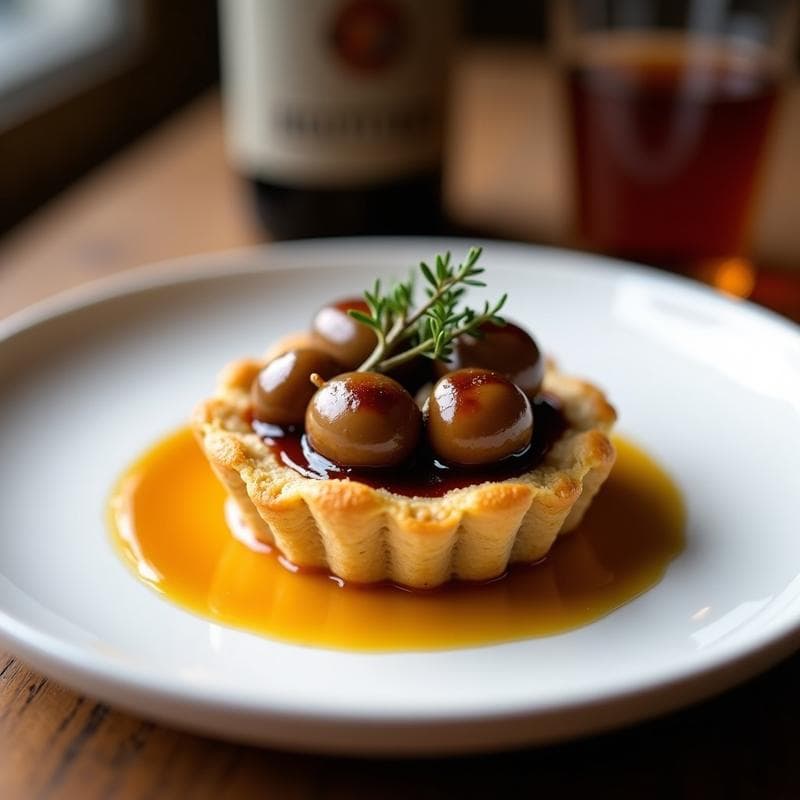 Tartaleta de Cevada y Hongos Shimeji con Reducción de Oporto: Entrante Portugués Gourmet