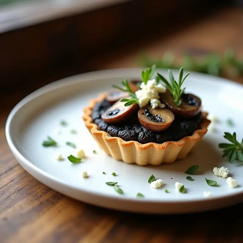 Tartaleta de Champiñones Portobello y Paté de Aceitunas Negras: Aperitivo Francés Sin Gluten