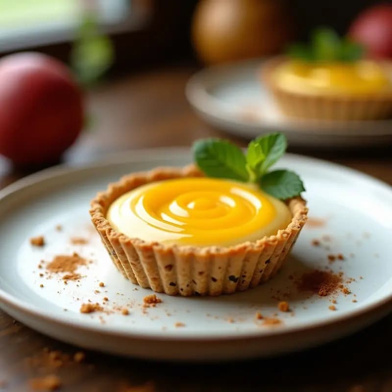 Tartaleta de Base de Chía con Pudín de Chirimoya y Coulis de Maracuyá: Postre Peruano Sin Horno