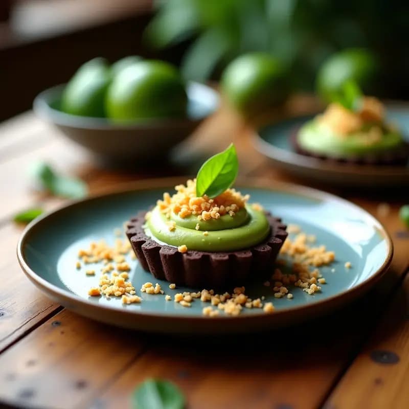 Tartaleta de Chocolate con Relleno de Aguacate y Lima Kaffir: Postre Tailandés Sin Horno