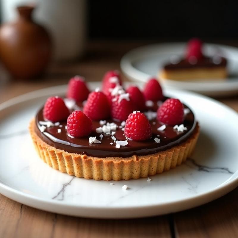 Tartaleta de Chocolate y Aguilar de Frambuesa: Postre Francés Sin Horno y Vegano