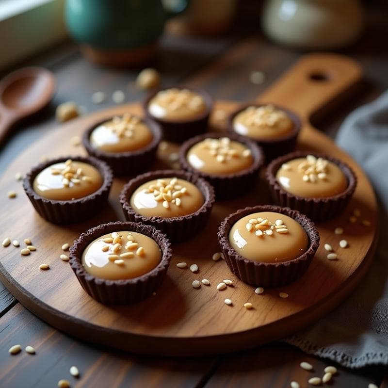 Tartaleta de Chocolate y Avellanas con Relleno de Praliné de Ajonjolí: Postre Sin Gluten y Sin Azúcar