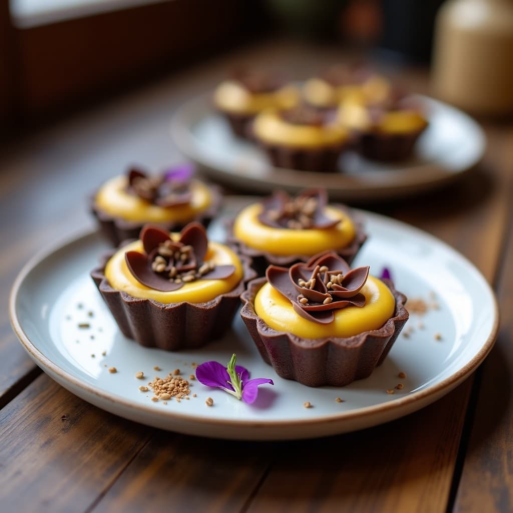 Tartaleta de Chocolate y Cañihua con Relleno de Lucuma: Postre Peruano Keto y Sin Horno